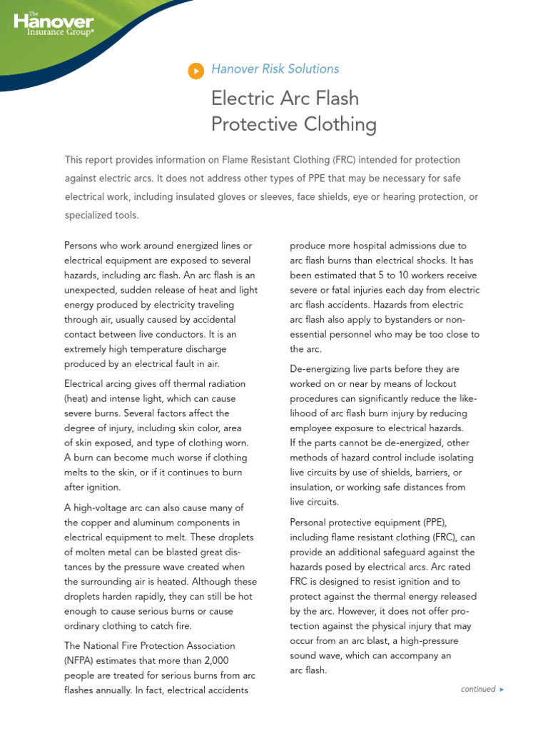 Arc Flash Protective Clothing Guide | PDF | Personal Protective ...