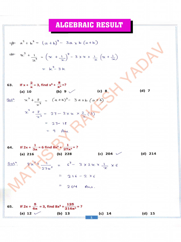 Algebraic Result Notes 02-07 - 583569 - Crwill | PDF
