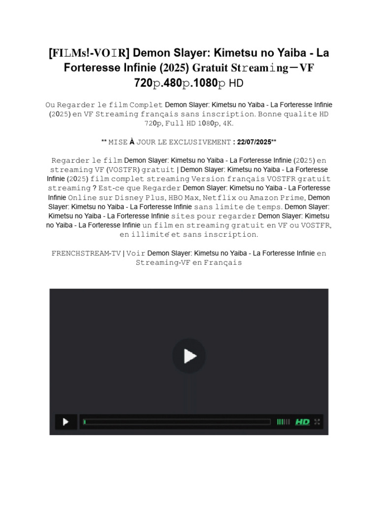 Cf47496ad439c6e903b26ae36fbf10f5 Demon Slayer La Forteresse Gratuit Streaming Vf | PDF