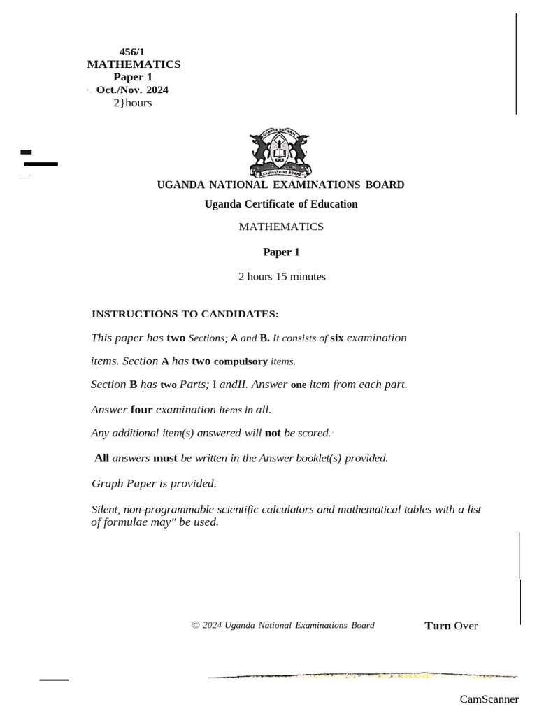 O-Level Mathematics Exam Paper 2024 | PDF | Mathematics