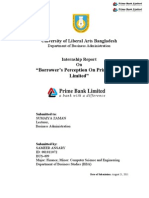 "Borrower's Perception On Prime Bank Limited": University of Liberal Arts Bangladesh