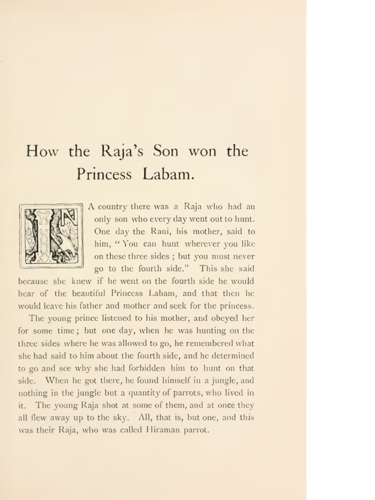 How the Raja's Son Won Princess Labam | PDF | Folklore | Fairy Tales