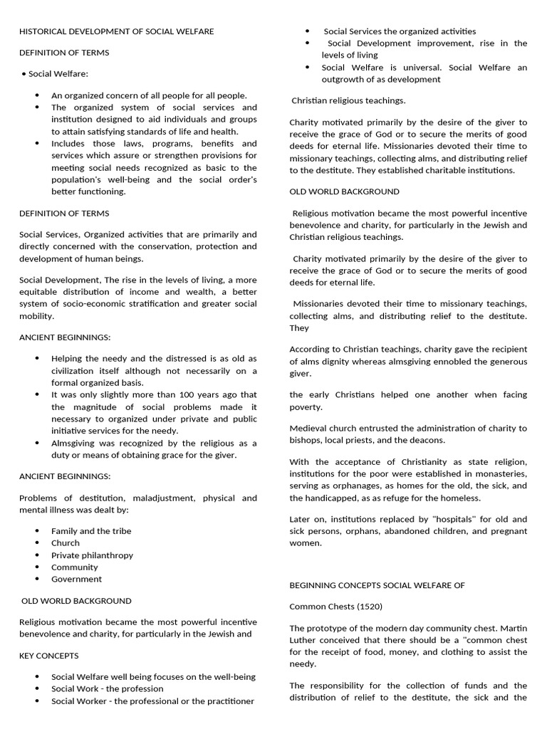 Evolution of Social Welfare History | PDF | Poverty | Poverty ...