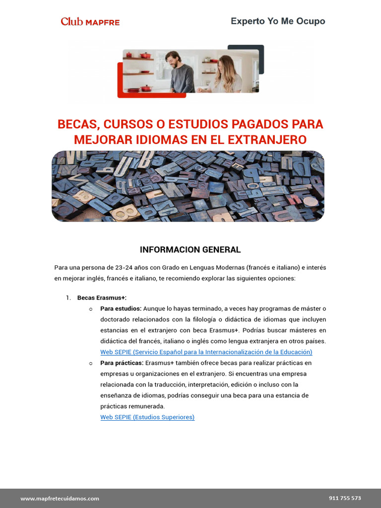 Becas para Cursos de Idiomas en el Extranjero | PDF | Idioma en Inglés ...
