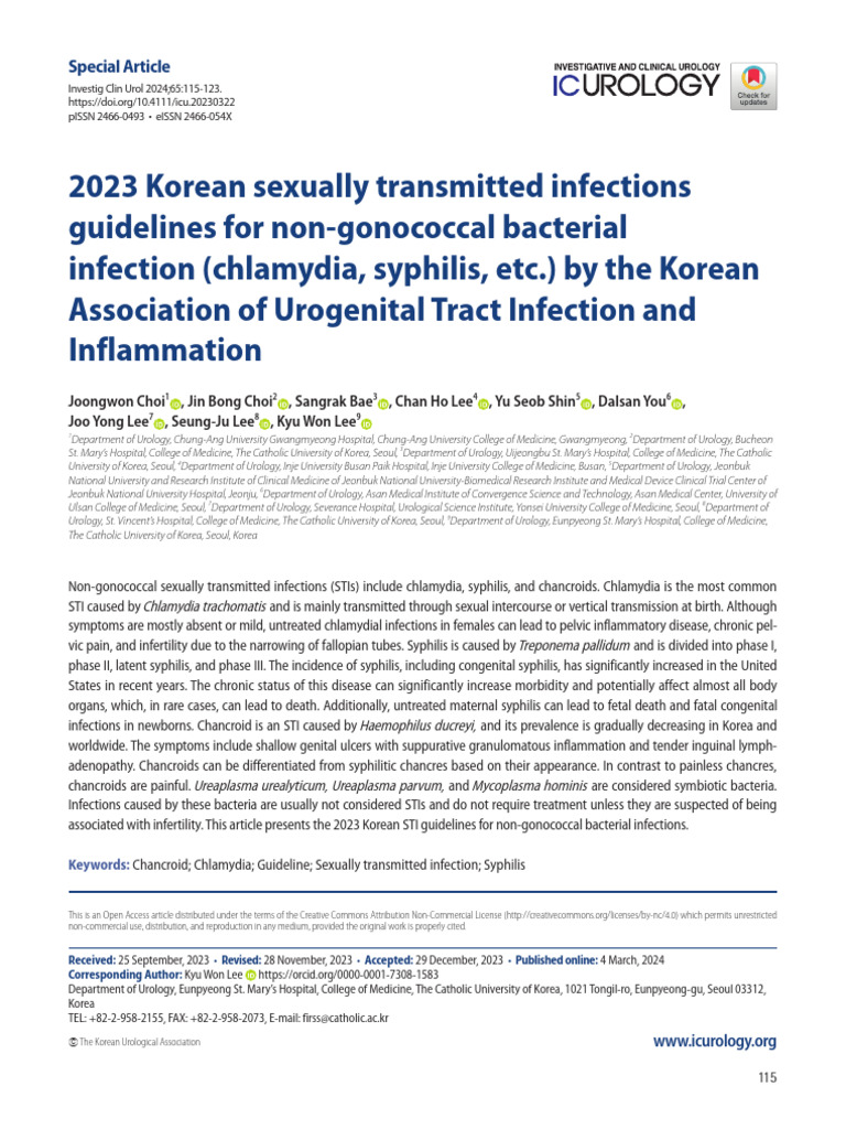2023 Korean STI Guidelines for Chlamydia | PDF | Sexually Transmitted ...