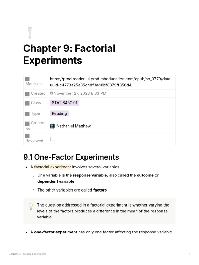 Factorial Experiments Overview | PDF | Analysis Of Variance | Experiment