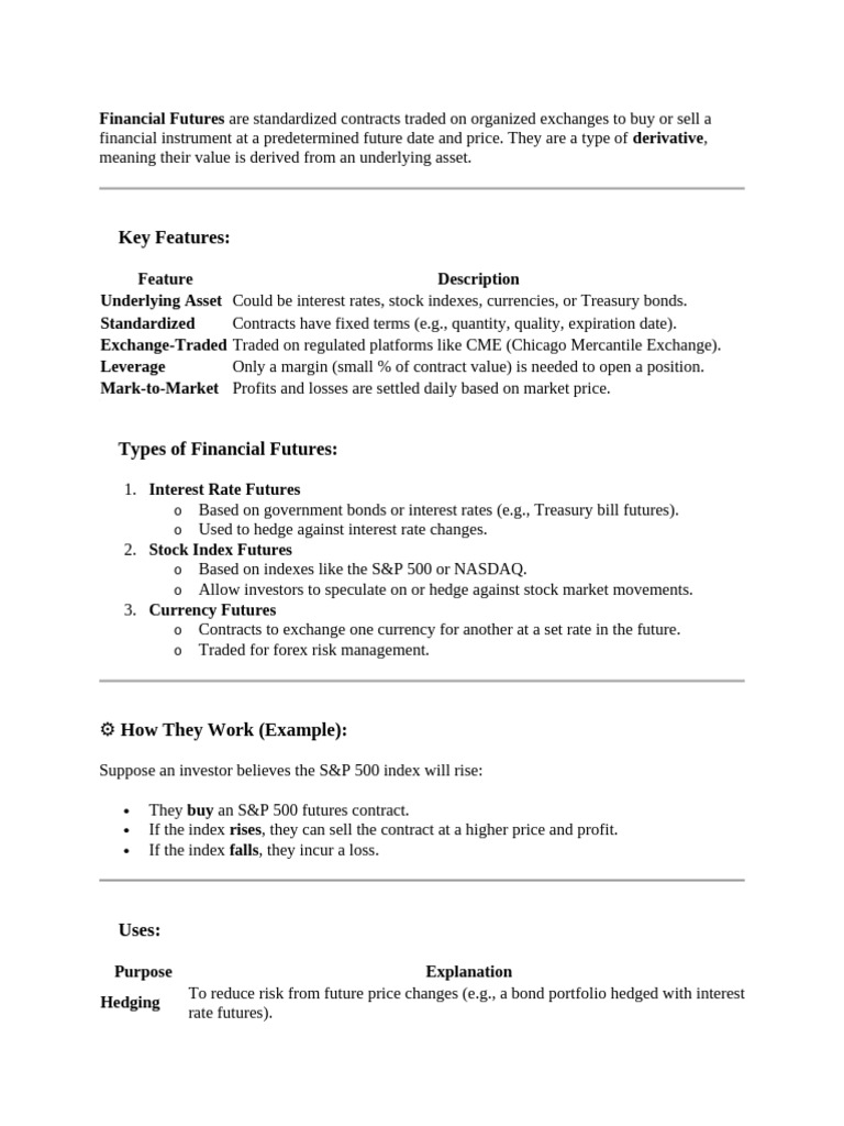 Understanding Financial Futures Contracts | PDF
