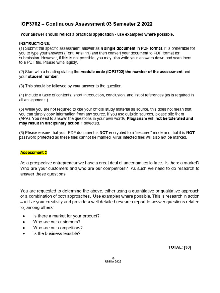 IOP3702 Continuous Assessment Guide | PDF
