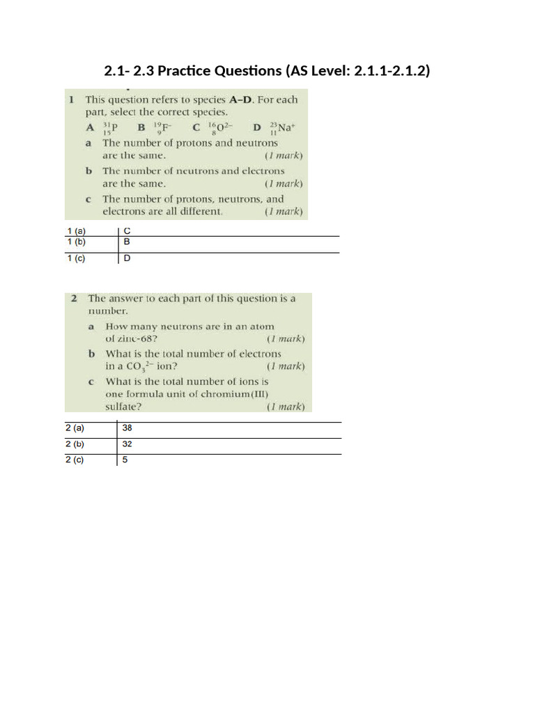 2.1-2.3 Practice Questions | PDF
