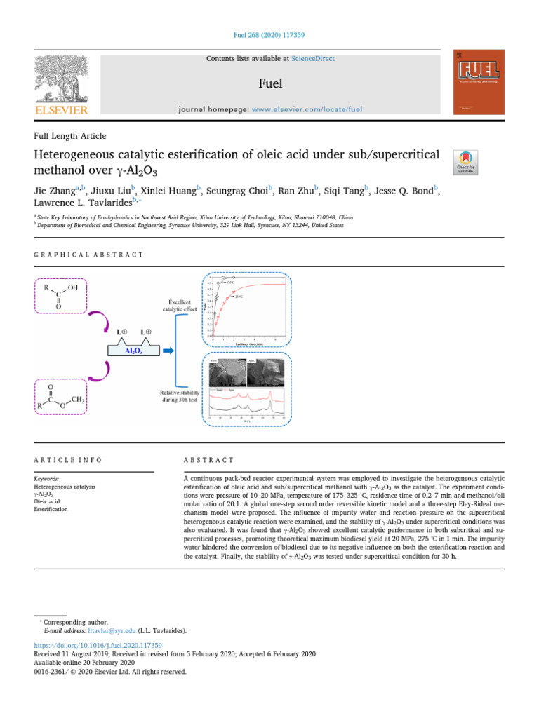 Catalytic Esterification of Oleic Acid | PDF | Catalysis ...