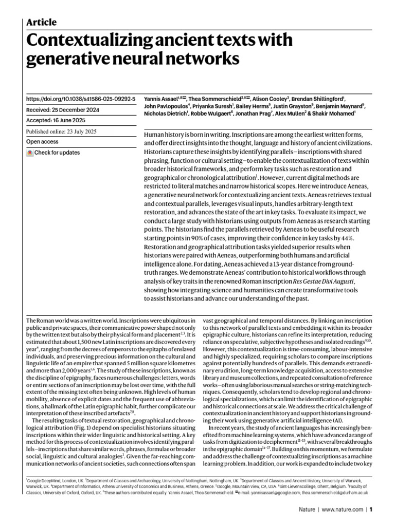 Contextualizing Ancient Texts With Generative Neural Networks | PDF ...