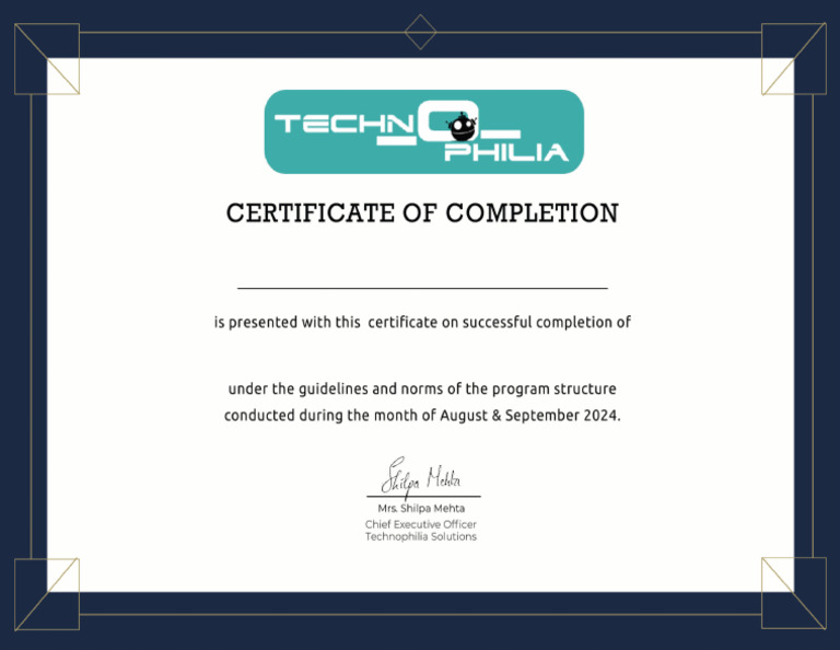 Dikshansh Saini Data Science Course Course Certificate Technophilia ...