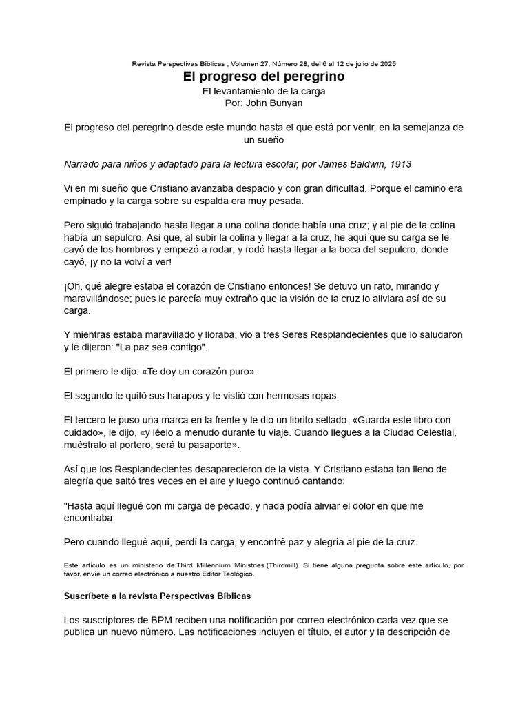 El Progreso Del Peregrino-El Levantamiento de La Carga | PDF