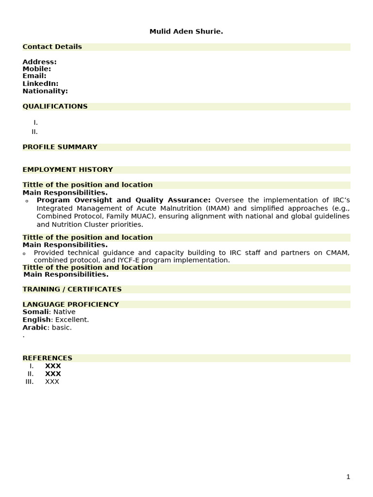Sample CV | PDF