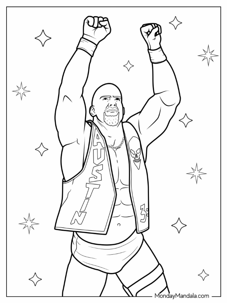 Realistic Coloring Page of Stone Cold Steve Austin | PDF