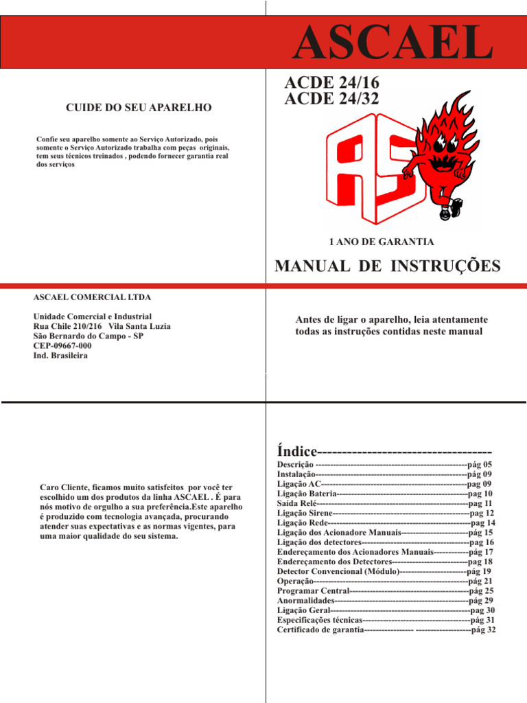 Manual do ASCAEL ACDE 24/16 | PDF | Relé | Transformador
