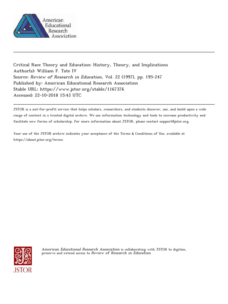 Critical Race Theory in Education Analysis | PDF | Critical Race Theory ...