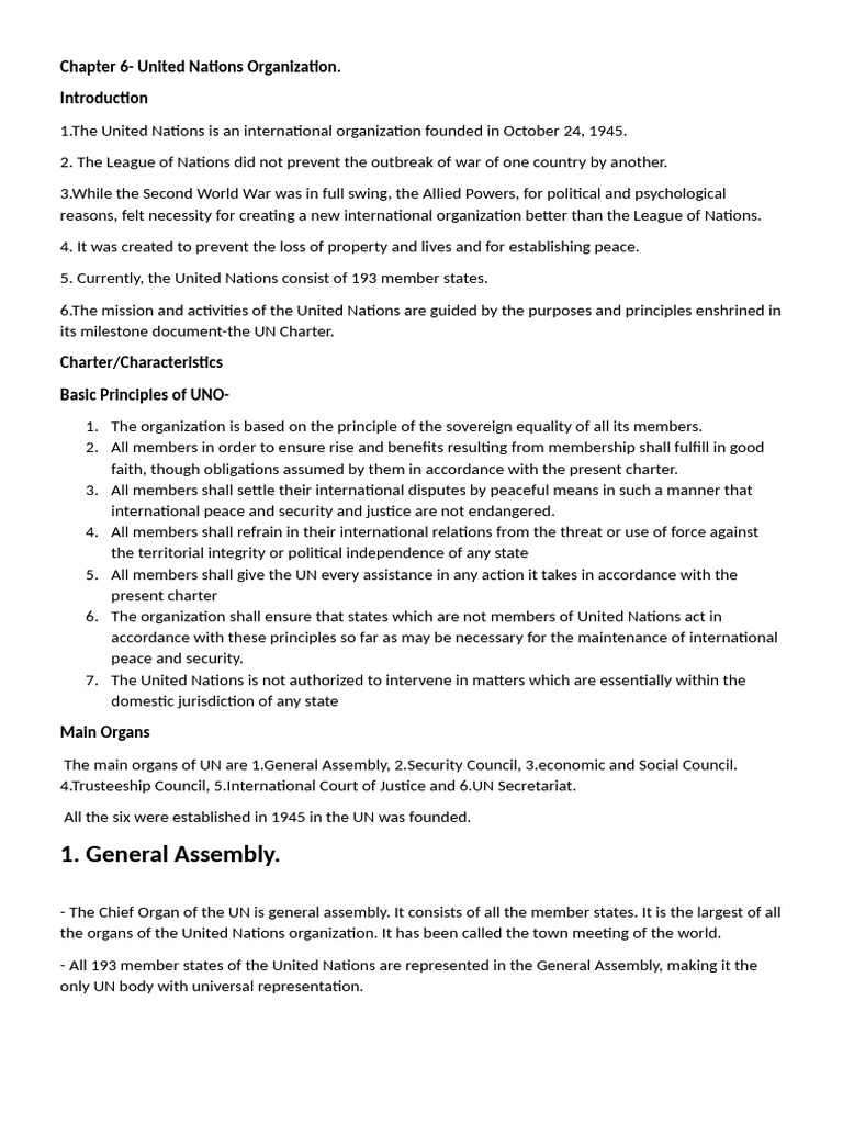 UN General Assembly Overview | PDF | United Nations Security Council ...