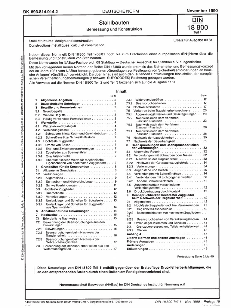Din 18800-1 1990-11 | PDF