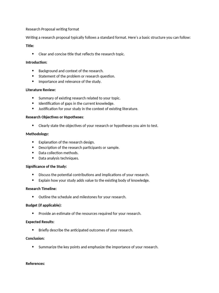 Research Proposal Writing Format Pdf
