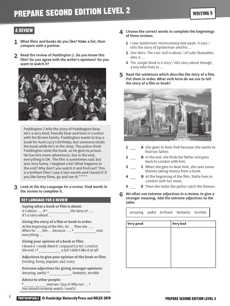 B2 Writing: Film Review Guide | PDF | Paddington Bear