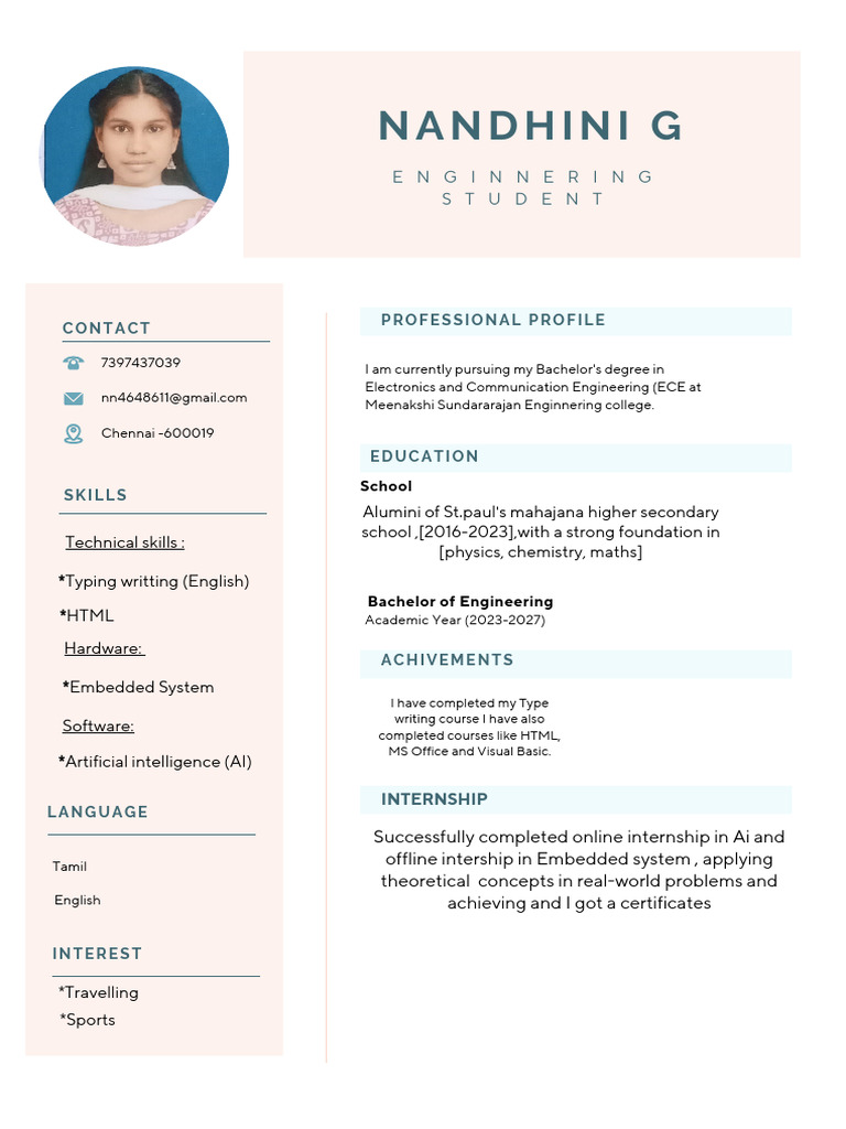 Electronics Engineering Student Profile | PDF