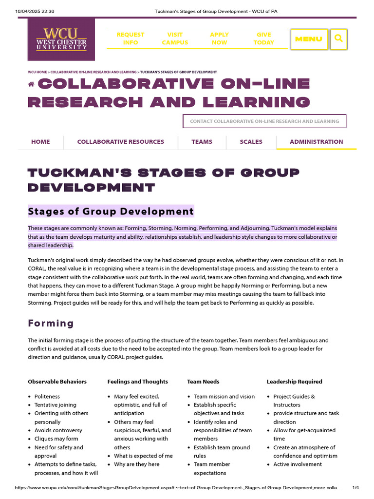 Tuckman's Group Development Stages | PDF | Leadership | Liberal Arts ...