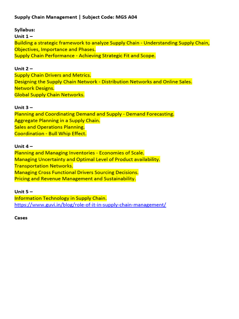 Supply Chain Management | PDF | Supply Chain | Supply Chain Management