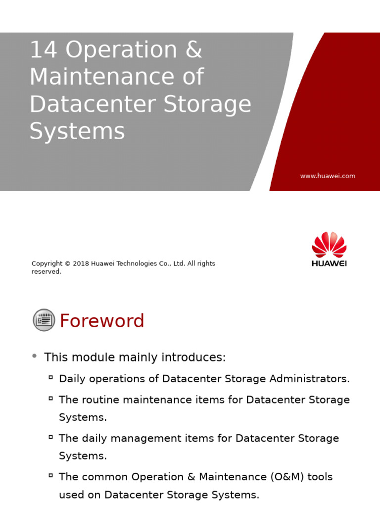 Datacenter Storage Systems O&M Guide | PDF | Network Switch | Computer ...