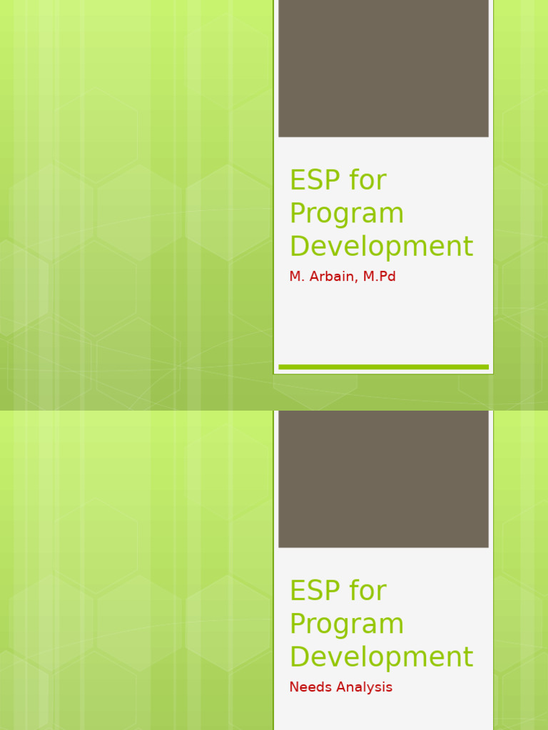 ESP Needs Analysis for Course Design | PDF | Learning | Teachers