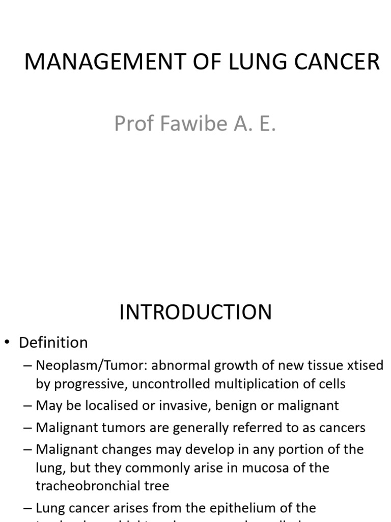 Lung Cancer Management Overview | PDF | Lung Cancer | Cancer