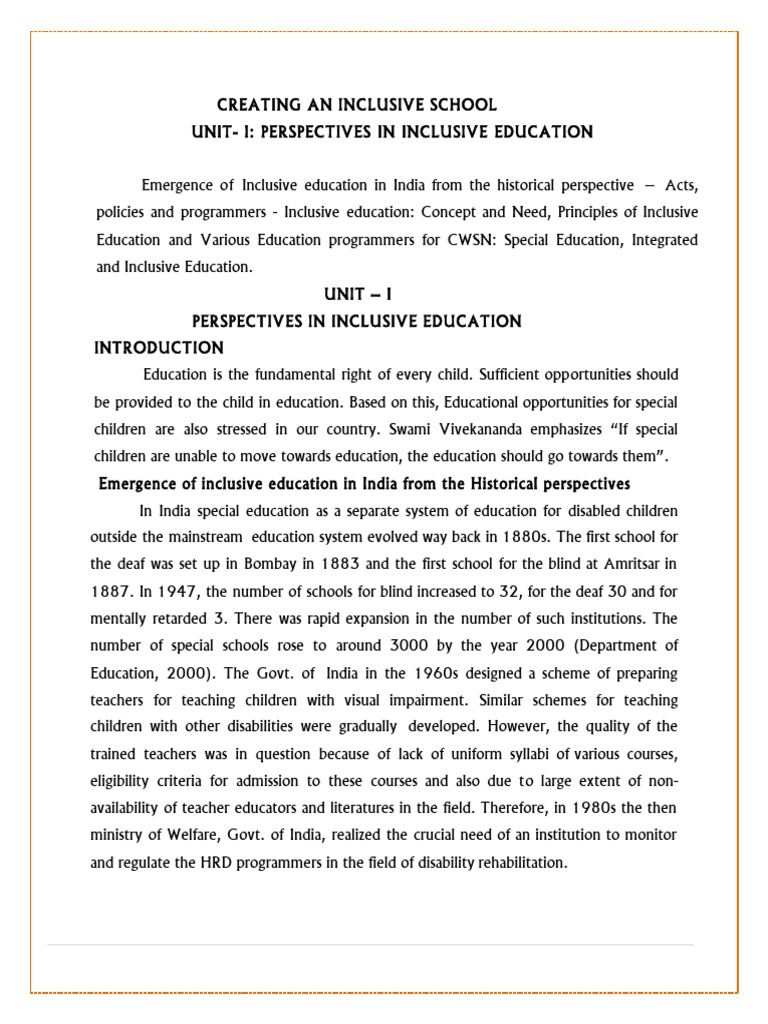 Historical Perspectives on Inclusive Education | PDF | Inclusion ...