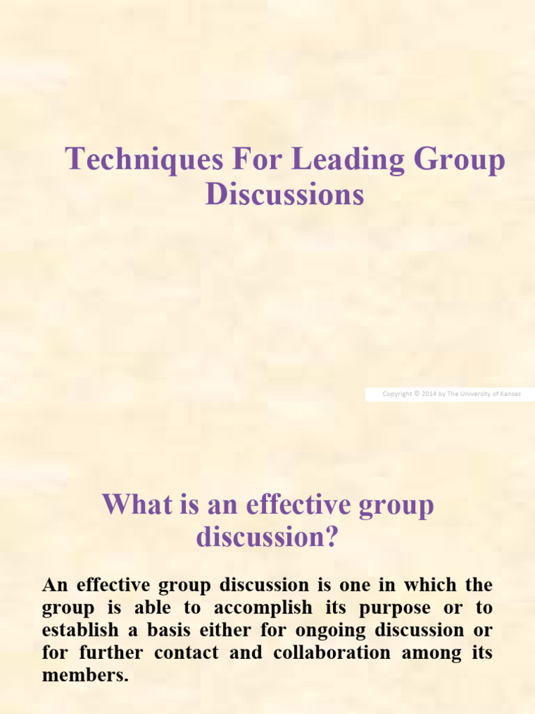 Leading Group Discussion | PDF | Psychological Concepts | Learning