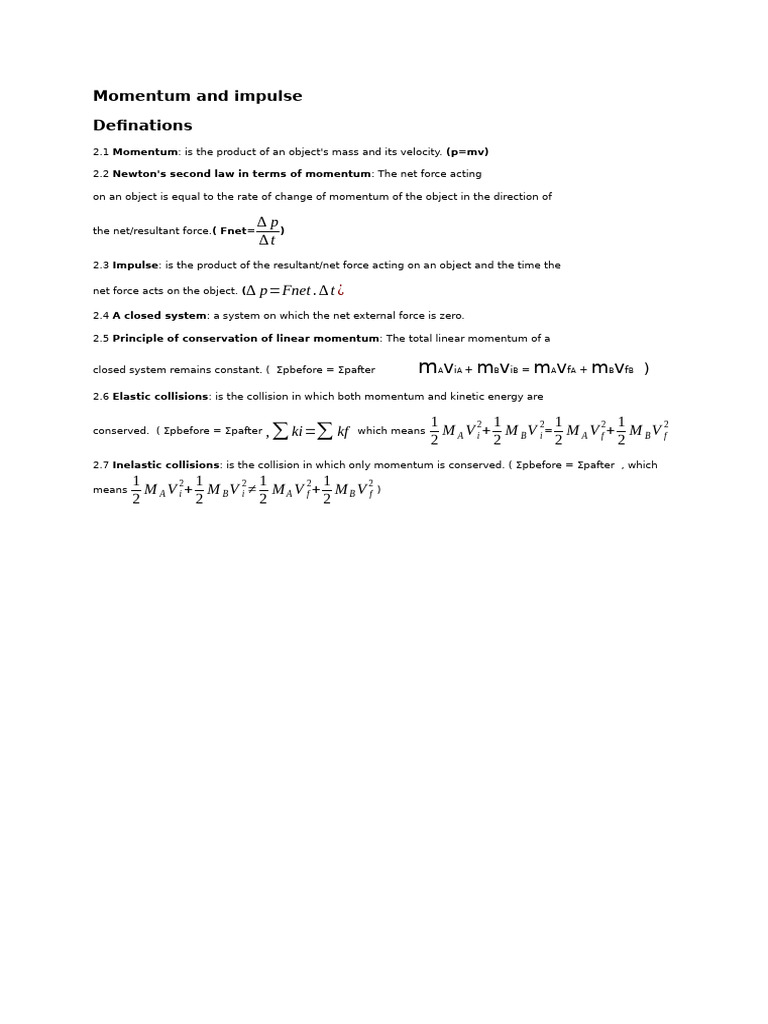 Understanding Momentum and Impulse Concepts | PDF
