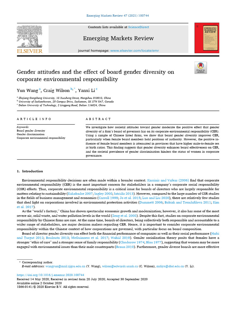 Gender Attitudes and The Effect of Board Gender Diversity On Corporate ...