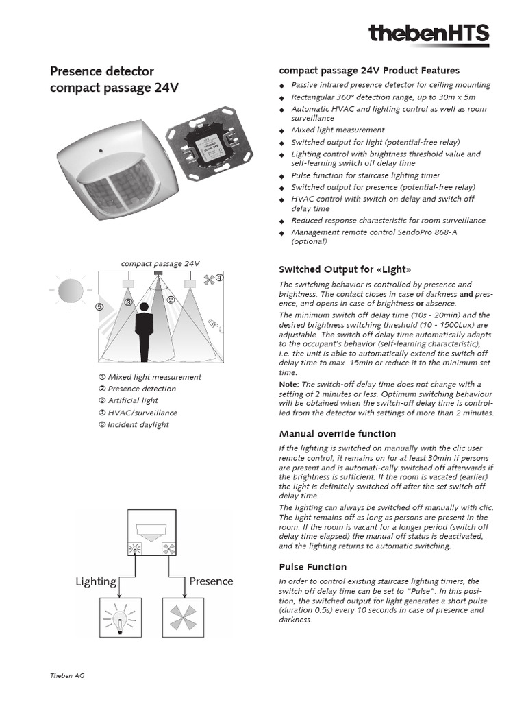 Theben AG Compact Passage 24V Detector | PDF | Lighting | Relay