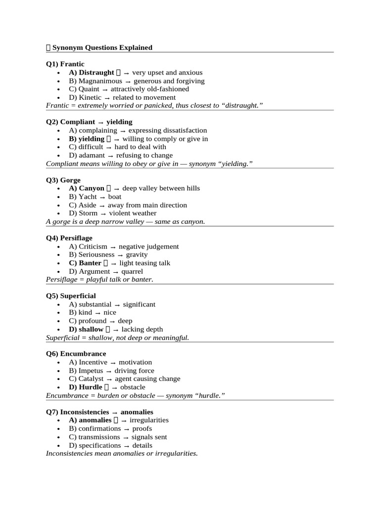 Synonyms and Antonyms Explained | PDF