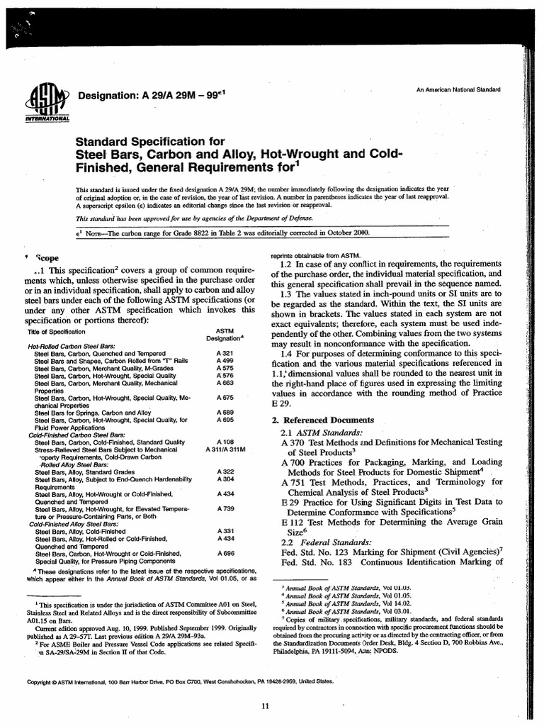 Astm A 29 A 29M 99 | PDF