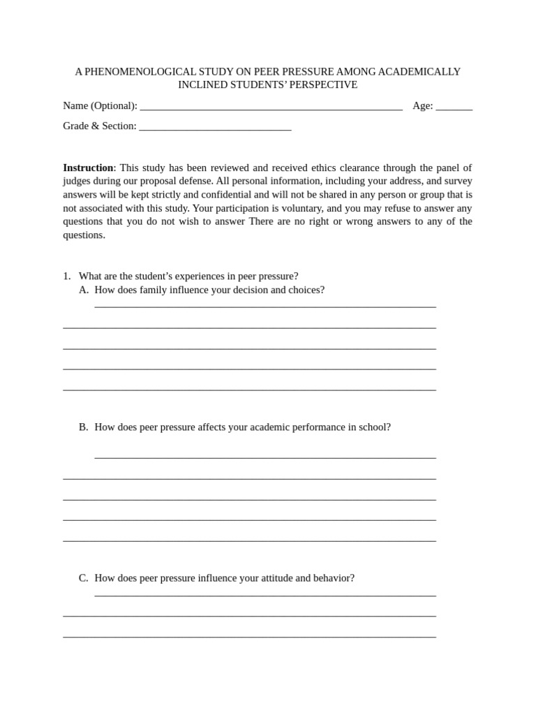Peer Pressure in Academically Inclined Students | PDF | Cognition ...