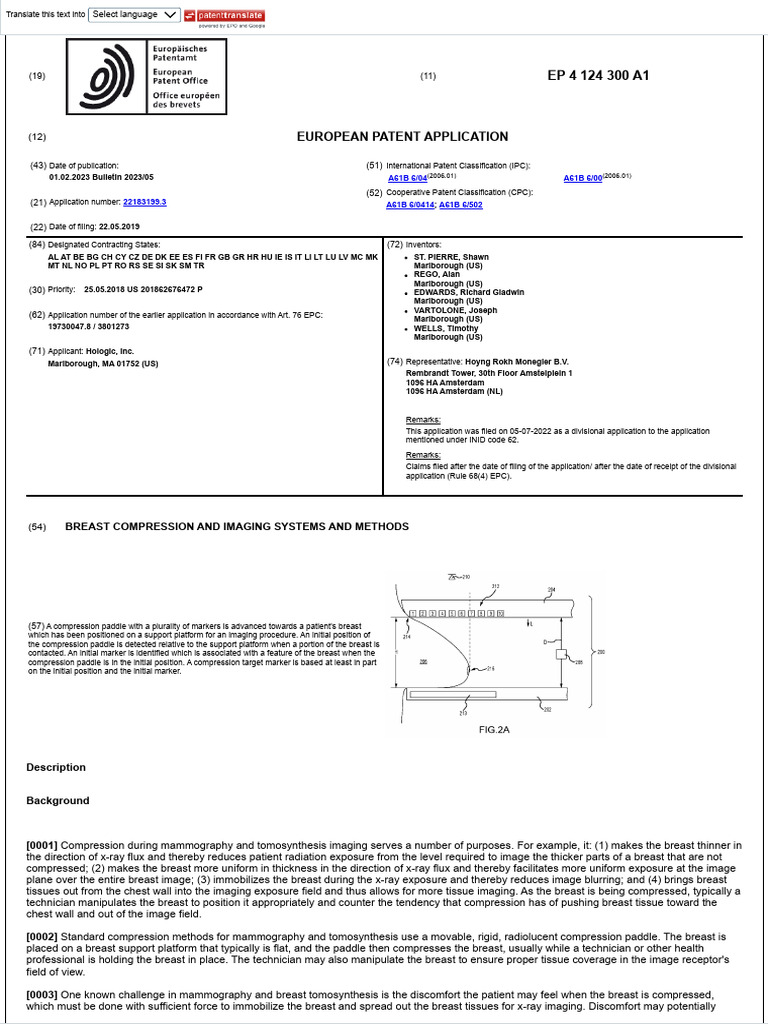 Breast Compression and Imaging Systems and Methods - Patent 4124300 ...