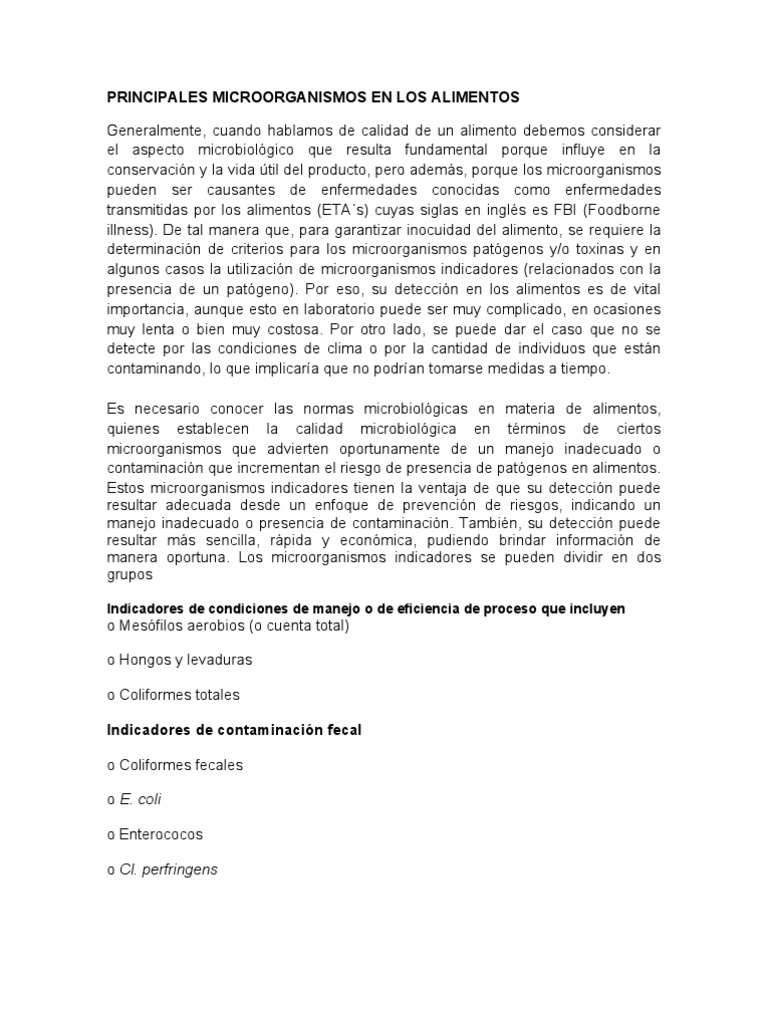 Microorganismos en Alimentos: Riesgos y Normas | PDF | Diarrea | Alimentos