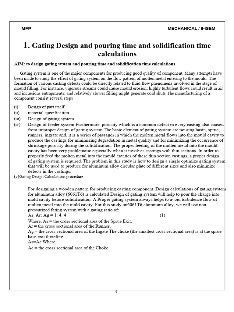 Gating System Design for Aluminum Casting | PDF | Welding | Construction