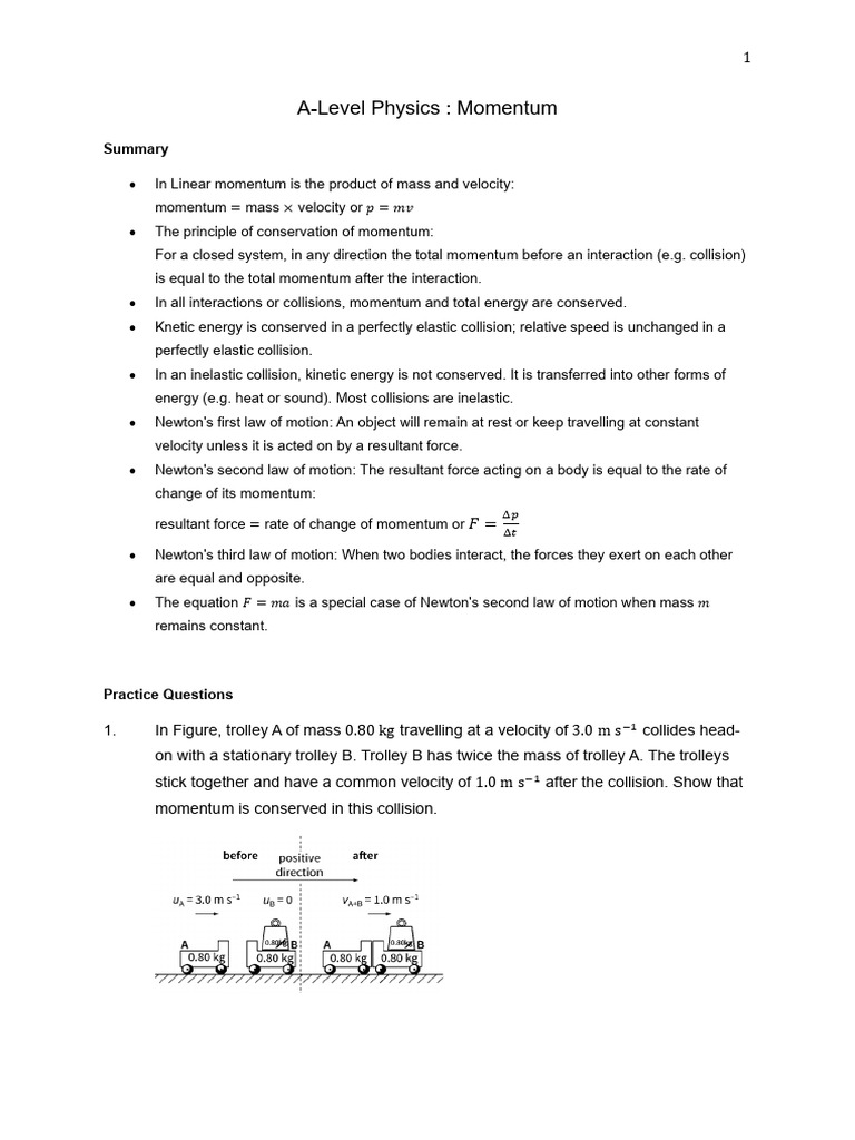 A-Level Physics: Momentum Concepts and Problems | PDF | Momentum ...
