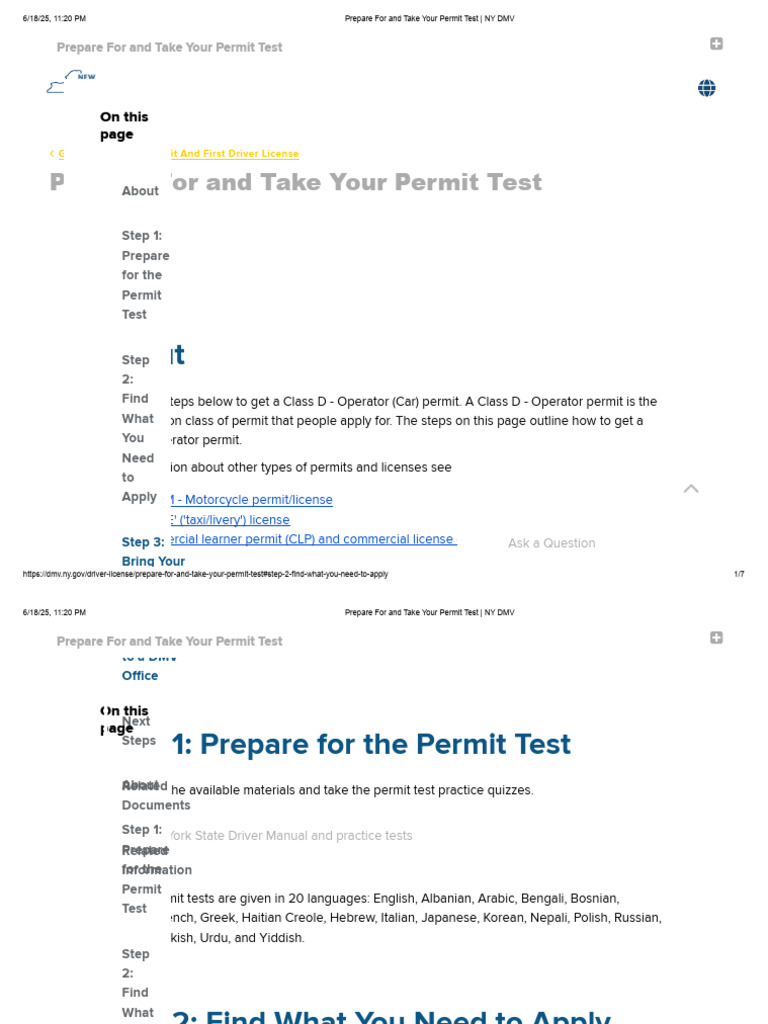 What to Bring for NY Permit Test | PDF | Driver's License | Department ...