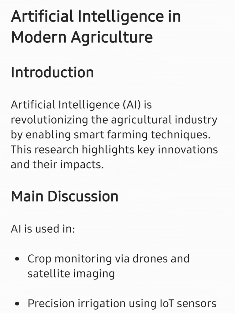 Artificial Intelligence in Modern Agriculture | PDF | Agriculture ...
