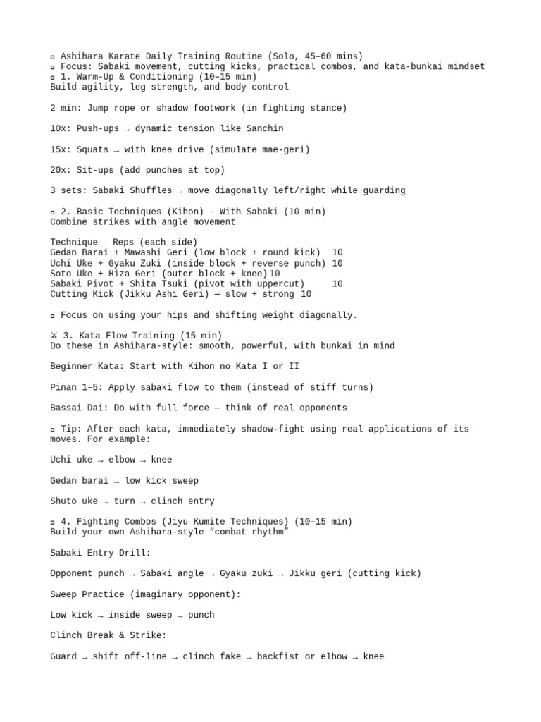 Ashihara Karate Training Routine Guide | PDF