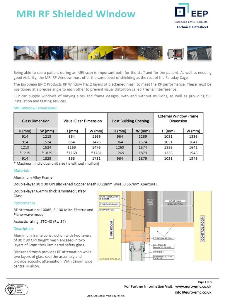 MRI RF Shielded Window Datasheet | PDF | Electromagnetic Interference ...