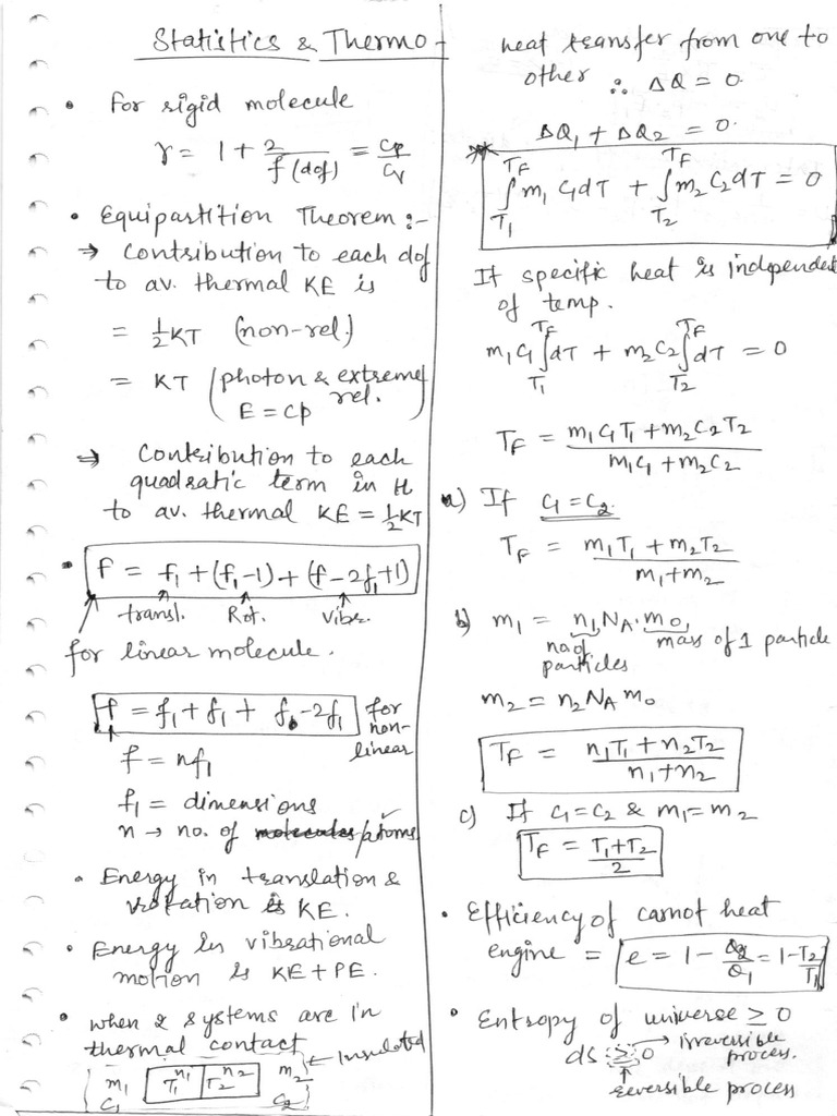 Statistical Mechanics Short Notes | PDF