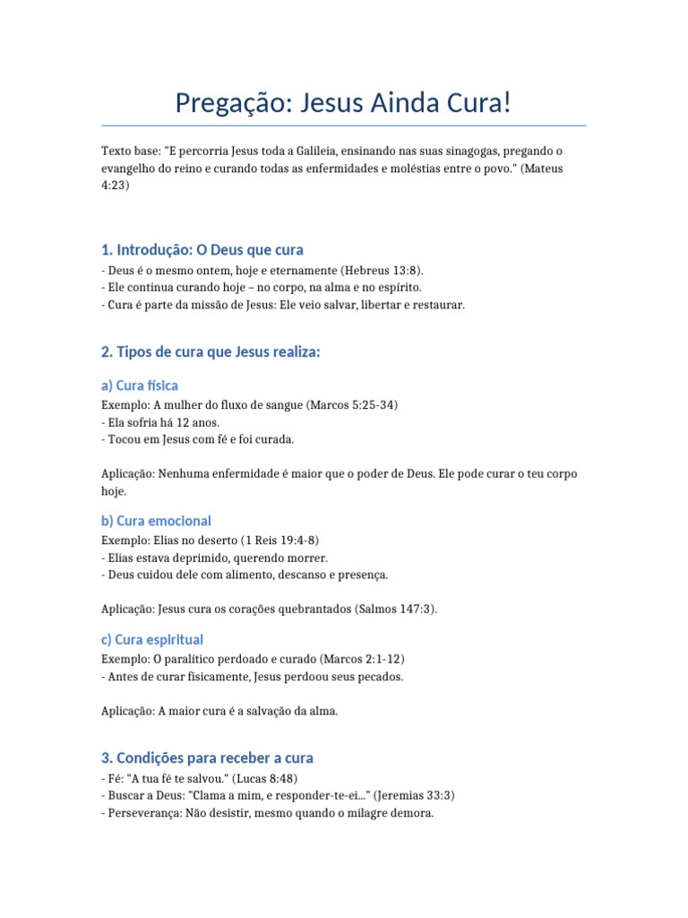 Pregação - Jesus Ainda Cura | PDF