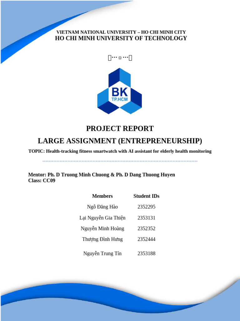 Entrepreneurship Large Assignment Group 4 CC04 | PDF | Wearable ...